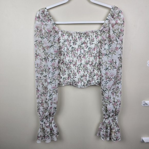 Lulu's Storybook Softness Ivory Floral Print Crop Top Size S - Picture 6 of 6